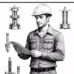 the architectural illustration of a man in construction uniform