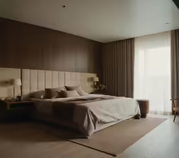 this is a large bed in a nice bedroom