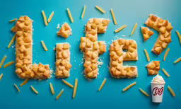 a sign made out of food, some sort of letter
