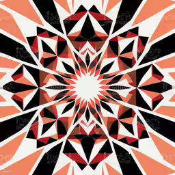 an abstract black and white pattern with some red colors