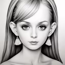 a 3d artwork of a young girl wearing earrings
