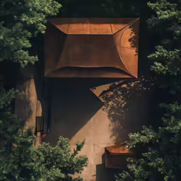 an overhead view shows the tops of trees