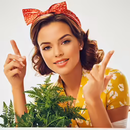 a girl is posing with a bow on her head