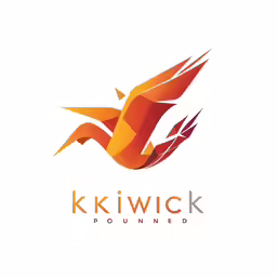the logo for kiwick is an abstract bird