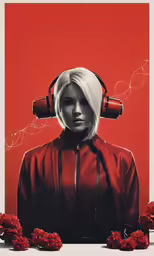 a poster with an image of a woman in headphones