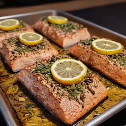 this is some salmon with herbs and lemons