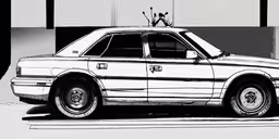 a car with a bike on the roof and the word vh on the front,black and white image of an old car with the number 5 on top