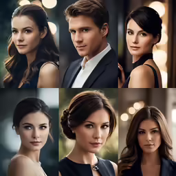 people wearing formal clothes are posing for a collage