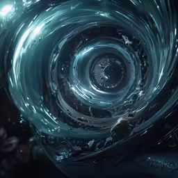 a futuristic video camera shot with water inside