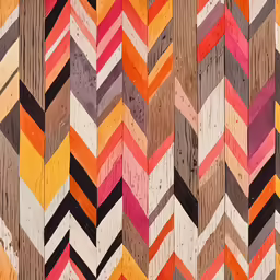 a wood background with abstract designs in different colors