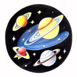 a painting of four different planets