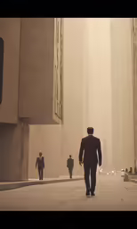 some people are walking and going down the street