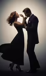 two people dance with each other in the same direction