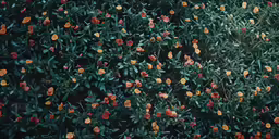 oranges growing on an eucalyptus tree with green leaves