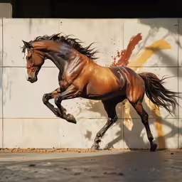 the horse is running fast around outside