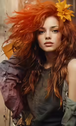 a girl with a yellow flower in her hair