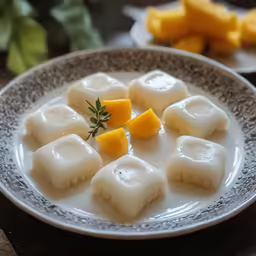 some food that is on a white and black plate
