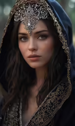 the woman is dressed in an old outfit and hood