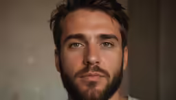 man in white shirt with short beard and beard trim