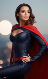 a female supergirl is posing for a picture in the dark