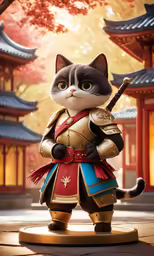 a cat is standing in front of a shrine