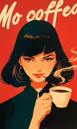 a woman drinks from a cup and smokes