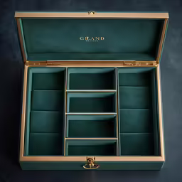 an open jewellery box with an open section