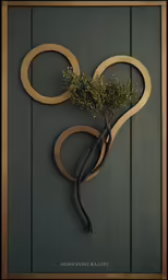 a metal wall mounted piece with a branch on it
