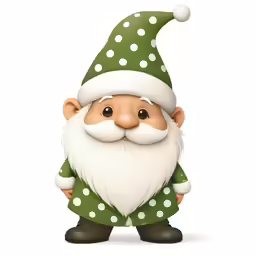 an adorable cartoon santa clause with green polka dots