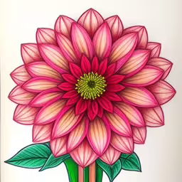 an elaborate drawing of a pink flower on a white background,a drawing of a pink flower on a white background