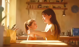 the young woman has her arm around the young woman