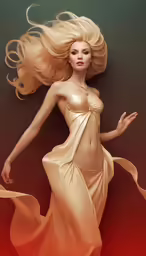 this is a very artistic artwork of a beautiful blond lady with long hair