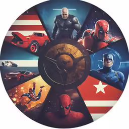 a clock with pictures of movies characters