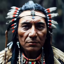 an image of a man wearing native american clothes