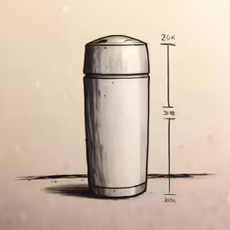 a sketch of a tall white cup sitting on the ground