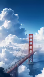 a bridge with clouds in the sky over the ocean