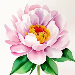 watercolor painting of pink flower on white paper,a drawing of a large pink flower on a white background