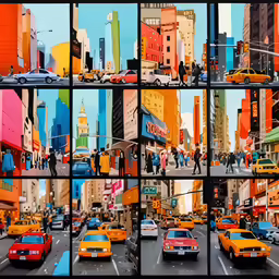 various photos of a city from different angles