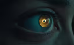 a close up of a persons eyes with a light shining through