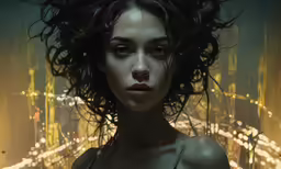 a woman with water on her face posing for a photo