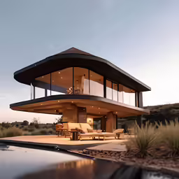 a large house with two levels that is very big