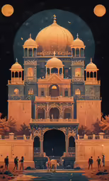 there are some men in front of the temple