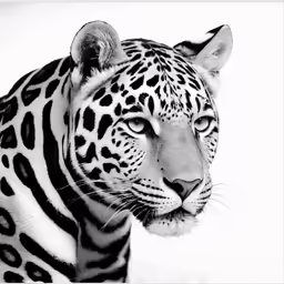 a black and white photograph of a jaguar