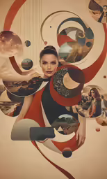a painting of a woman with circles on her face