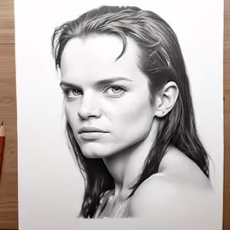 a drawing of a woman with long hair and piercings