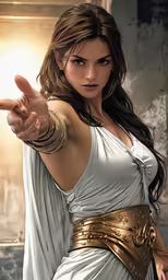 a very sexy woman pointing at the camera