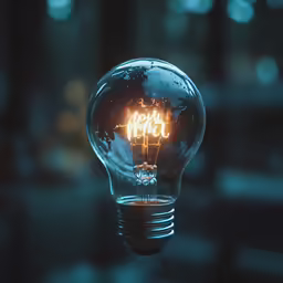 there is a light bulb with a glowing message in it