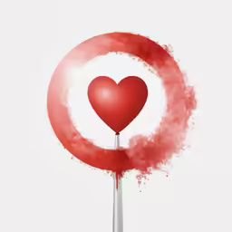 the red heart lollipop is placed on a pole