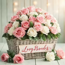a basket filled with lots of flowers on top of a wooden floor
