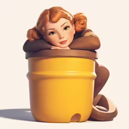 a doll is laying down inside of a yellow bowl
